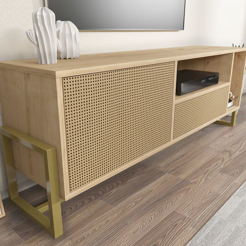Decorotika Utopia Tv Stand Sapphire Oak Hazeran