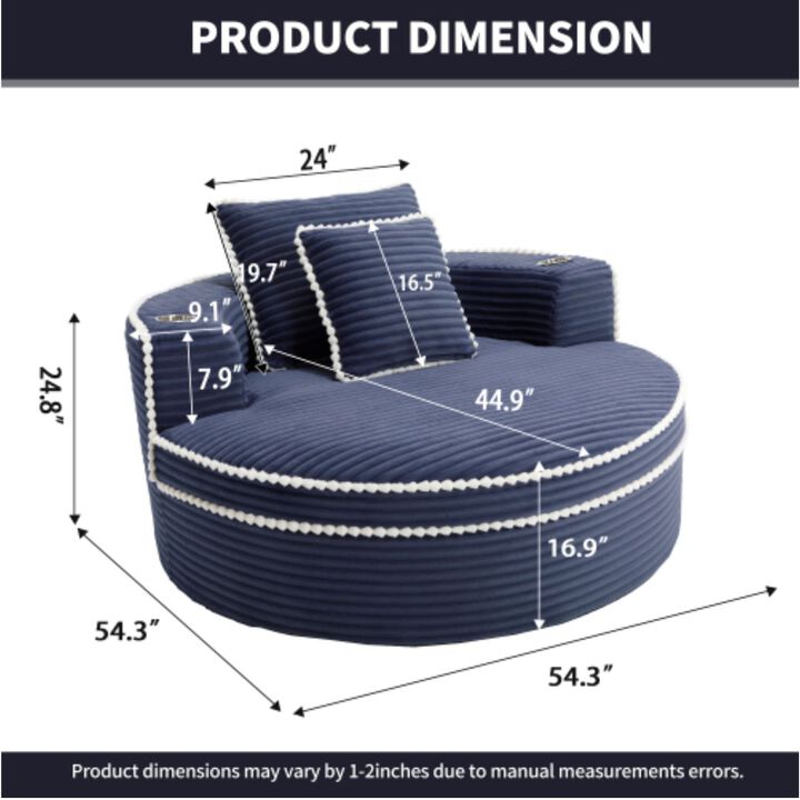 GOODSILO Round Multi-functional Memory Foam Convertible Sofa Bed Sectional Cloud Couch for Small Living Spaces, Apartments and Offices