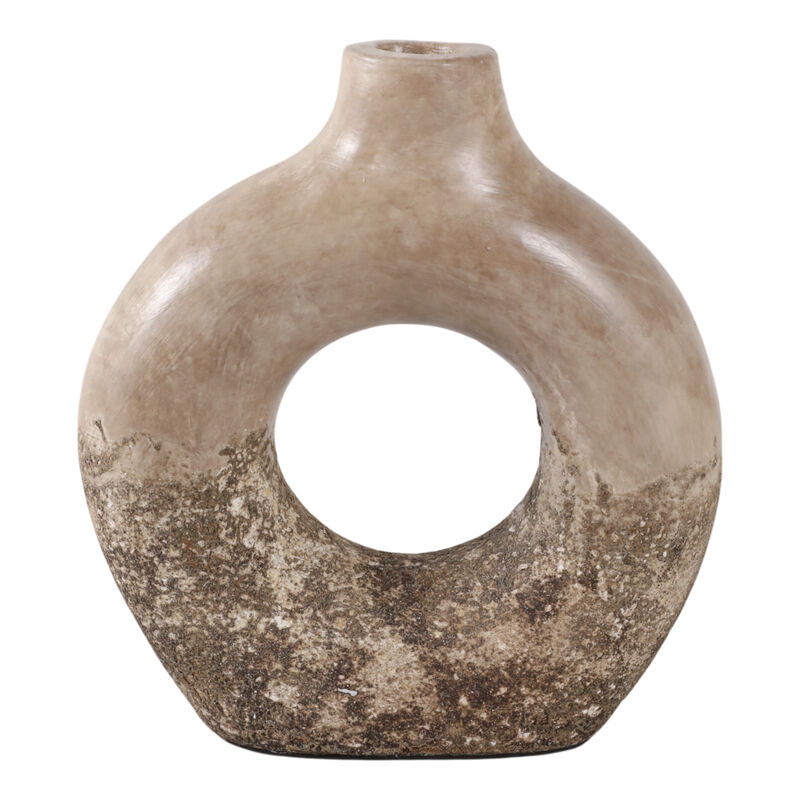 9x8" Open Cut-out Terracotta Vase, Ivory Multi image number 3