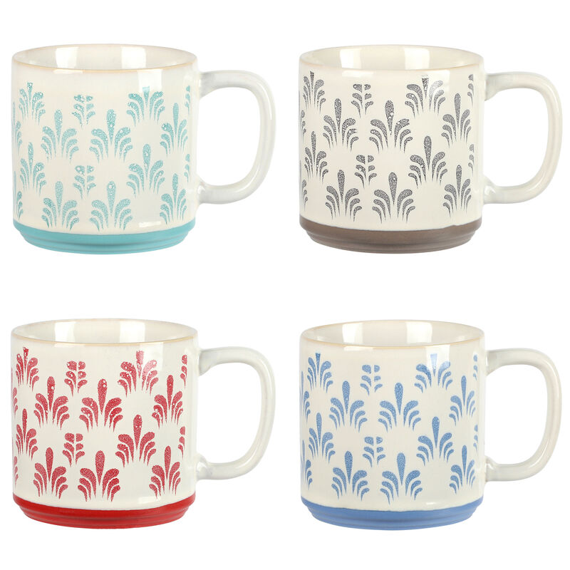 Gibson Home Morning Mist 4 Piece 18 Ounce Stoneware Mug Set in Assorted Colors