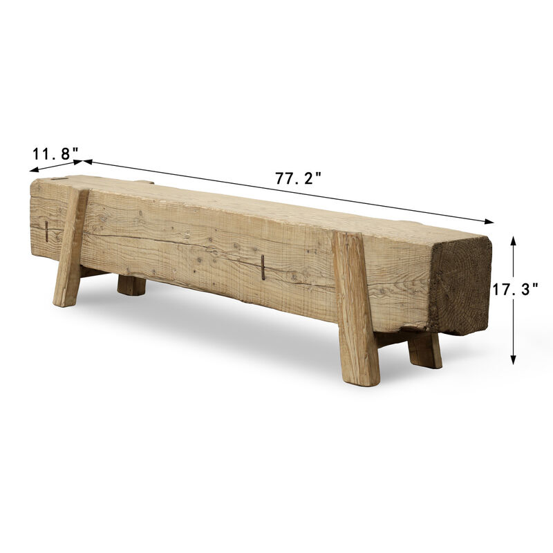 Vintage Reclaimed Wood Bench in Weathered Natural image number 2
