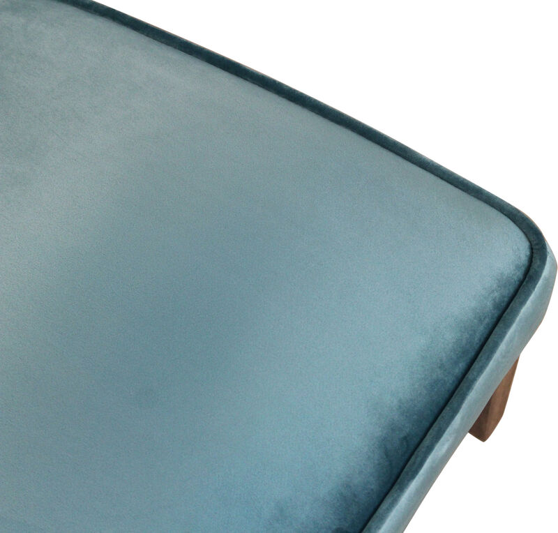 HomeRoots Set of Two Teal Blue and Brown Upholstered Velvet Dining Parsons Chairs image number 4