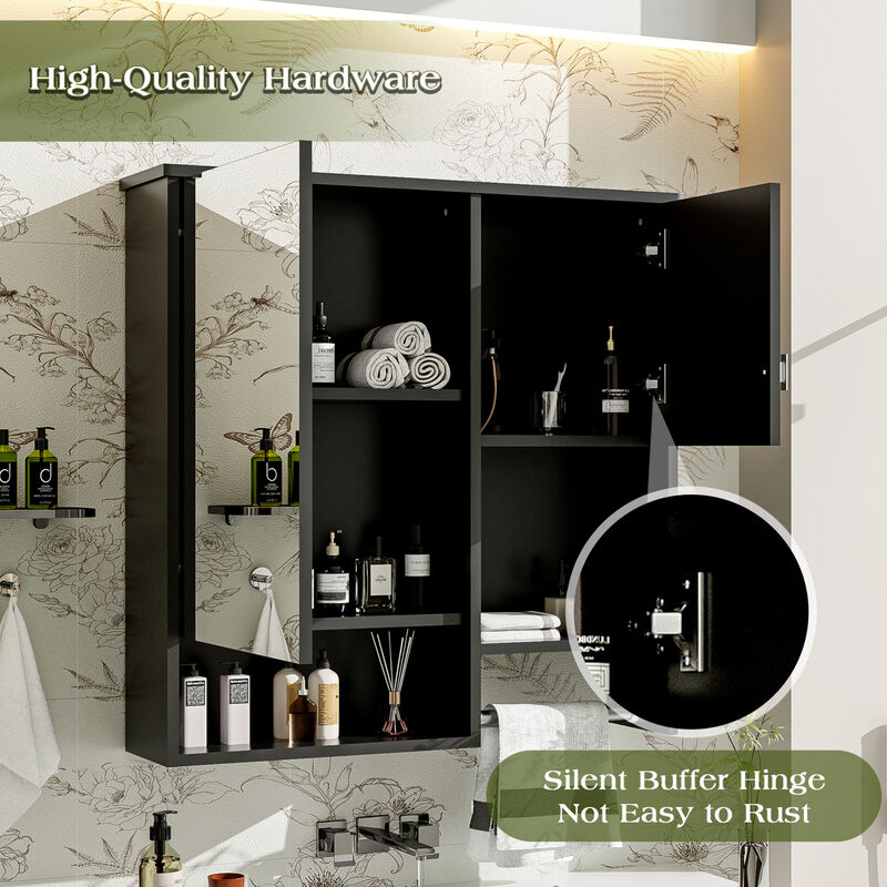 ELEMENT ACE Modern Wall Mounted Bathroom Medicine Cabinet with Adjustable Shelves image number 7
