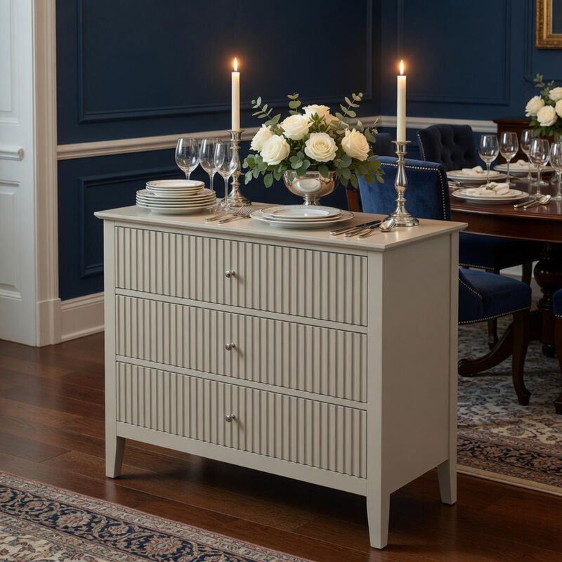 32" Assembled Wide Fluted Nightstand 3-Drawer image number 1