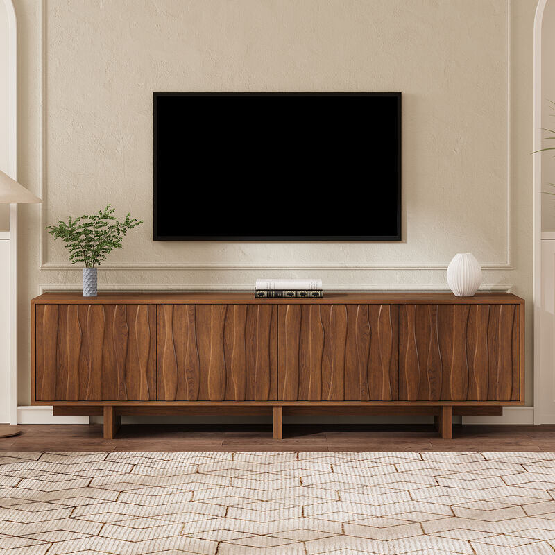 Nankso Retro Style Wood Grain TV Stand image number 1