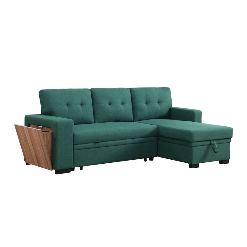Devion Furniture Fabric Reversible Modern Side Compartment Sleeper Sectional Sofa Bed image number 6