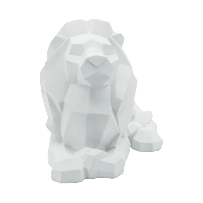 Resin 13" Laying Lion, White