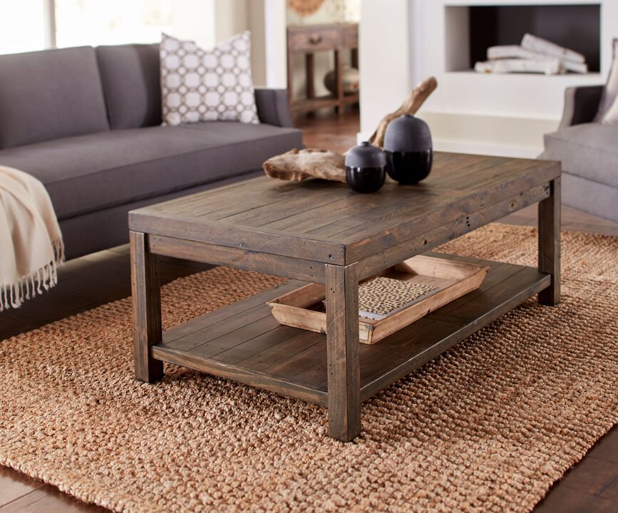 Craster Reclaimed Wood Rectangular Coffee Table in Smoky Taupe