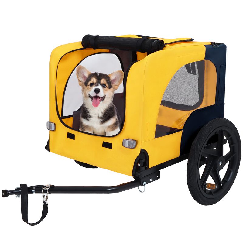 66LB Capacity Foldable Pet Bike Trailer with Quick-Release Wheel & Non-Slip Floor image number 2