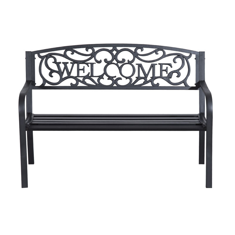 Hivvago 50" Patio Bench for 2 with Decorative Welcome Vines image number 7