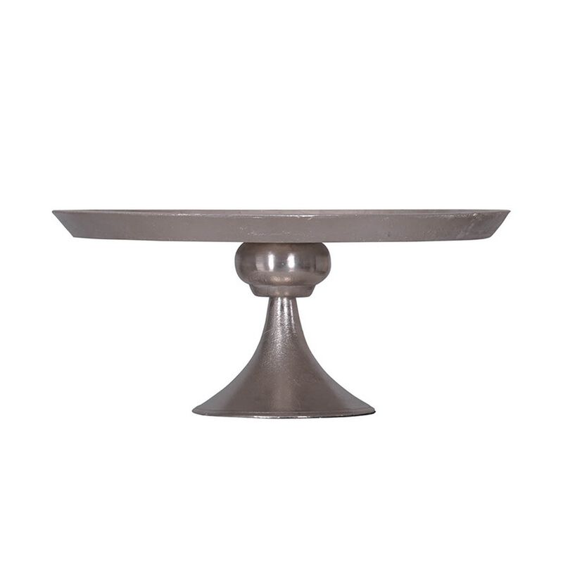 Aluminum Round Footed tray, Silver image number 2