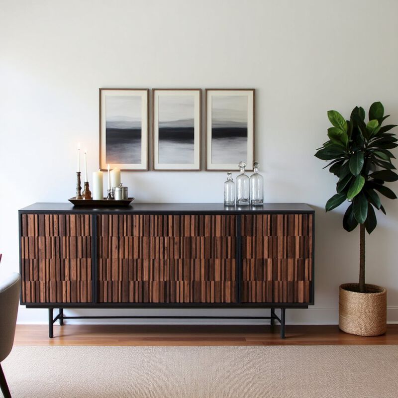 Starlight Canyon Home Black Sideboard Cabinet &ndash; Wooden Accent Credenza with Iron Base image number 5