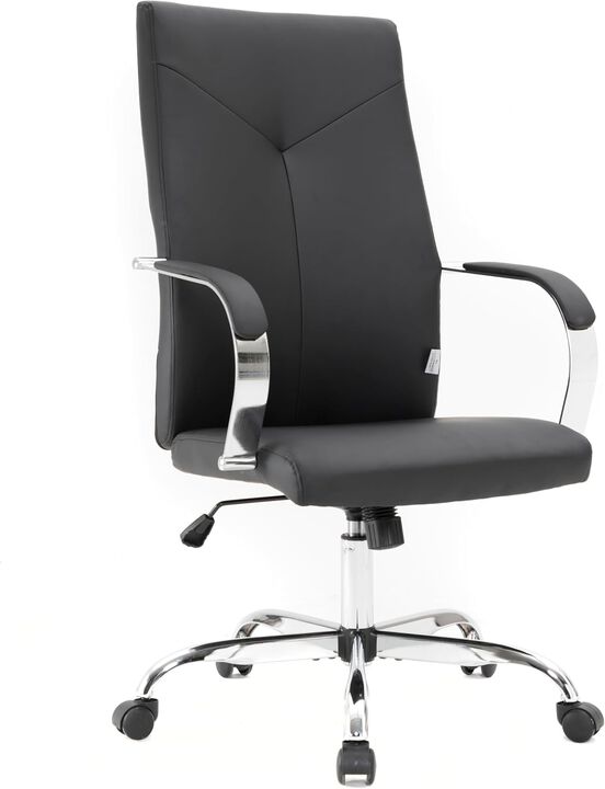 LeisureMod Sonora Modern High-Back Tall Adjustable Height Leather Conference Office Chair with Tilt & 360 Degree Swivel