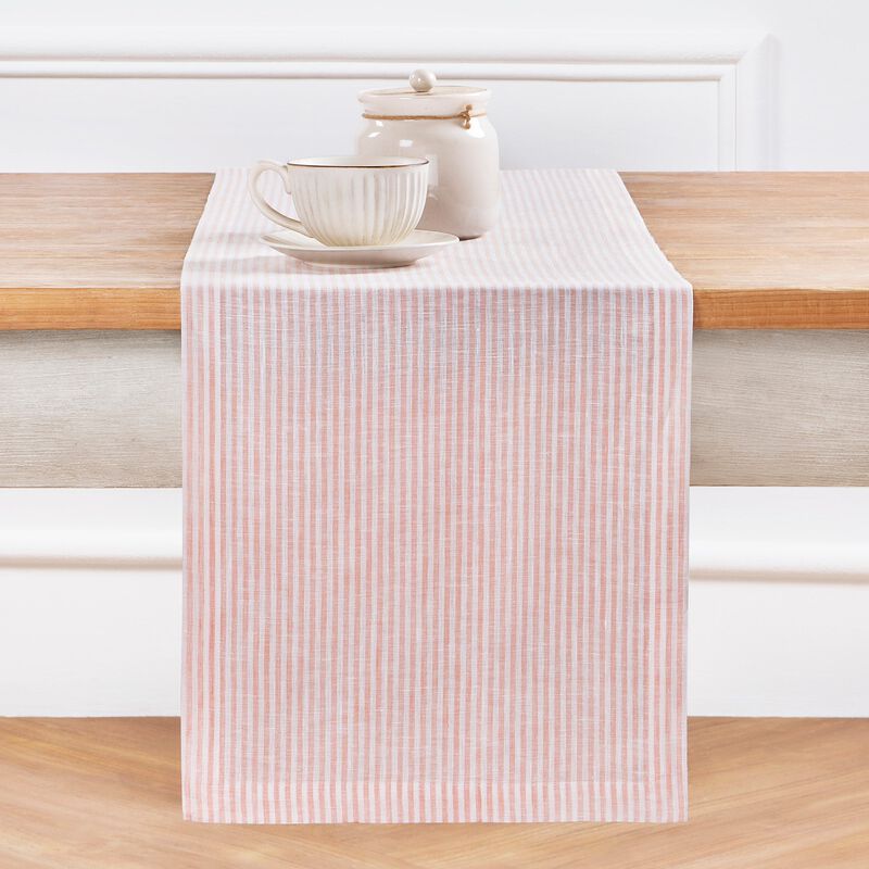 Solino Home Narrow Stripe 100% Linen Table Runner &ndash; Handcrafted, Machine Washable, Perfect for Holiday and Everyday Dining