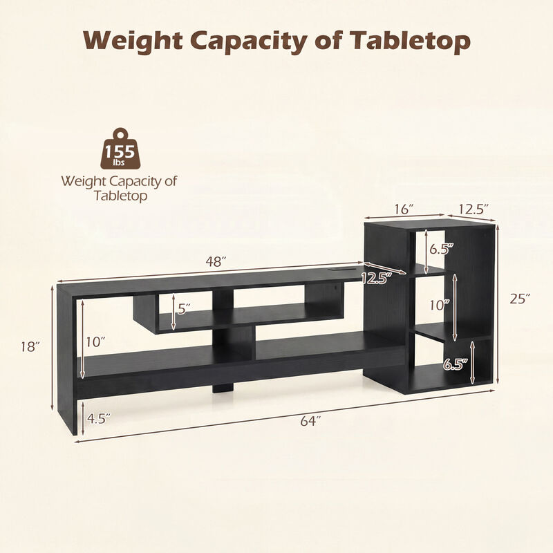 Modern TV Stand with Cube Storage Shelves and Charging Power Outlets image number 2