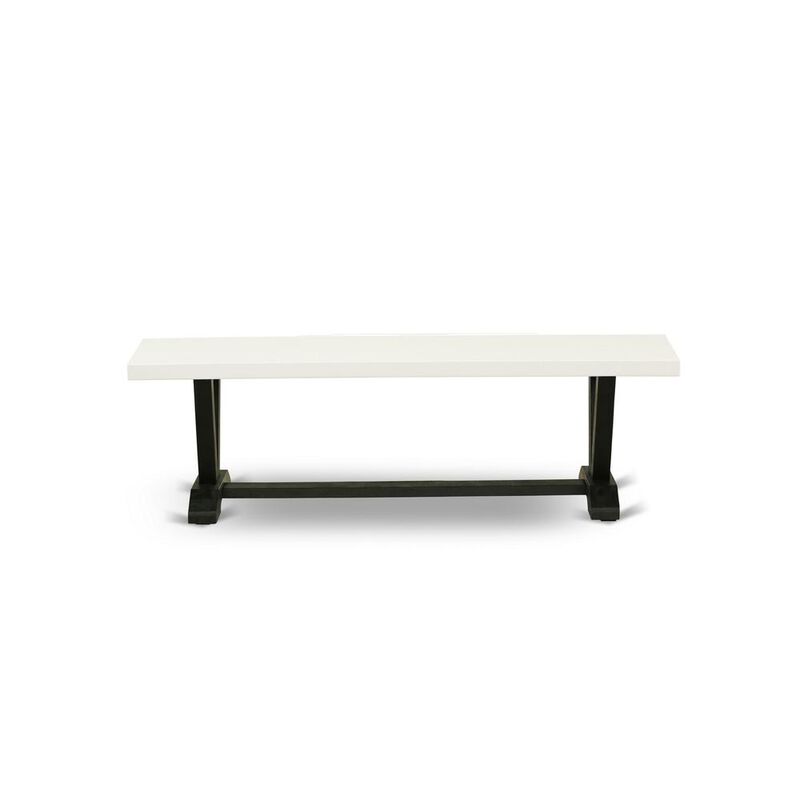 East West Furniture V-Style Modern Dining Table Bench with Solid Wood Seat, 60x15x18 Inch, VB626