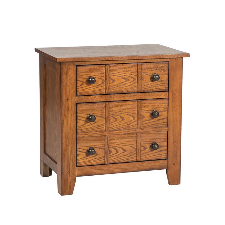 Liberty Furniture Grandpa's Cabin Drawer Night Stand, 27 x 17 x 27, Aged Oak