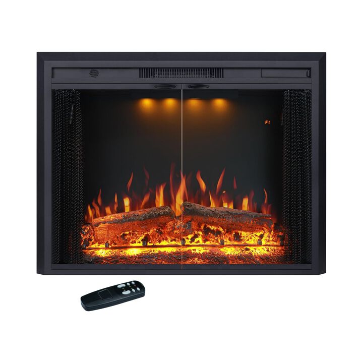 Electric Fireplace Insert with Glass Door