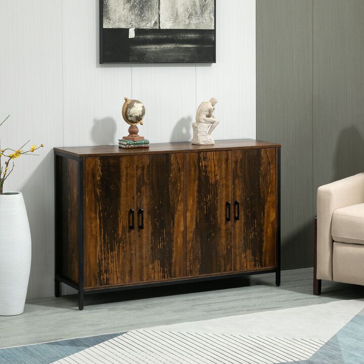 Rustic Brown Cabinet: Industrial Buffet Sideboard for Dining Room