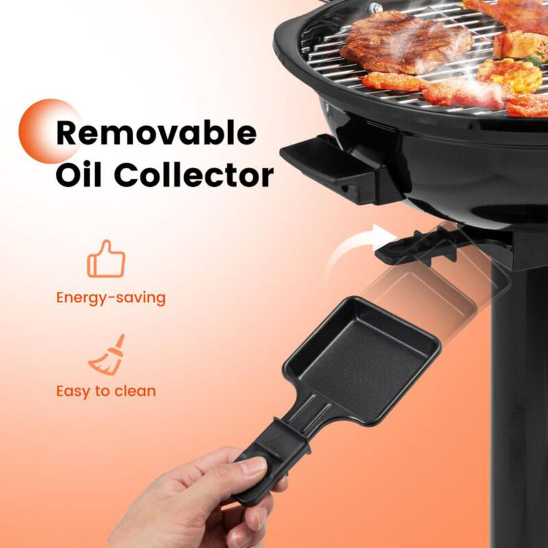 Hivvago 1600W Portable Electric BBQ Grill with Removable Non-Stick Warming Rack