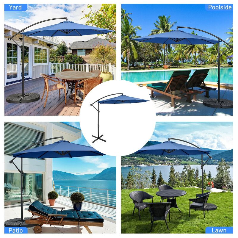 Mondawe 10 Feet Offset Umbrella with 8 Ribs Cantilever and Cross Base