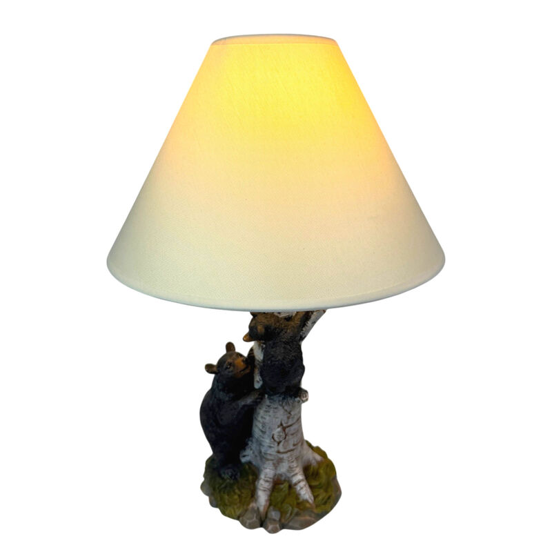 Black Bear and Cub Birch Tree Table Lamp With Shade image number 4