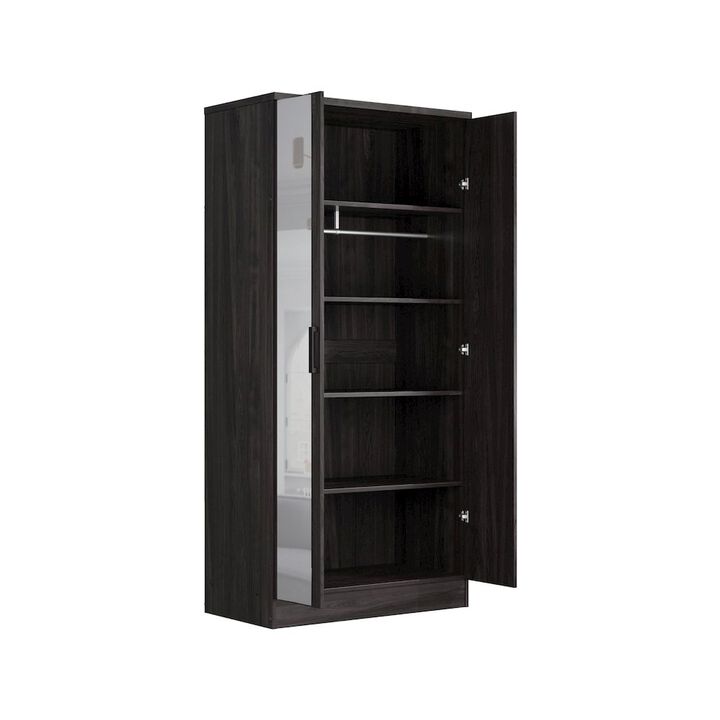2 Doors Wardrobe Mirrored Door