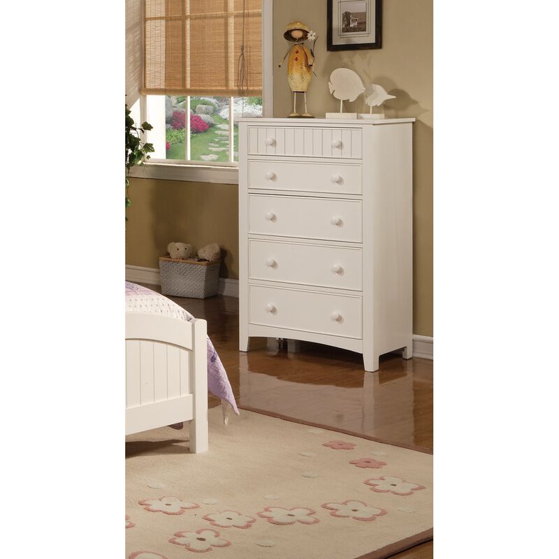 Contemporary White 1pc Chest of Drawers Plywood Pine Veneer Bedroom Furniture