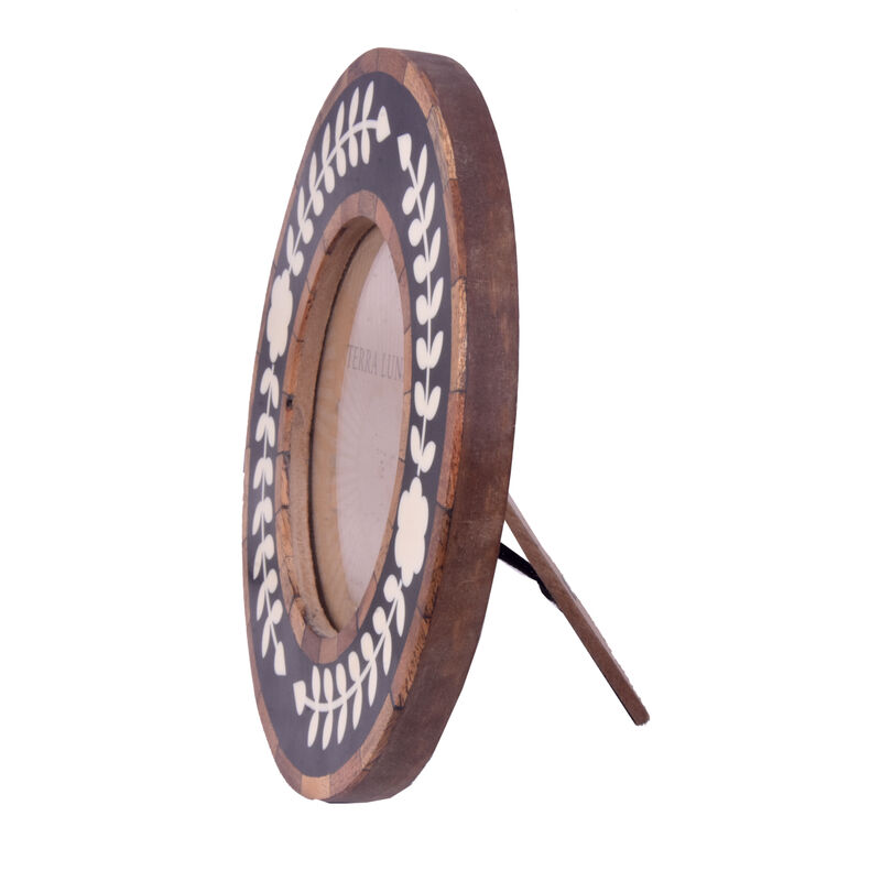 4x4" Round Wood & Resin Inlay Frame, Black/brown image number 1