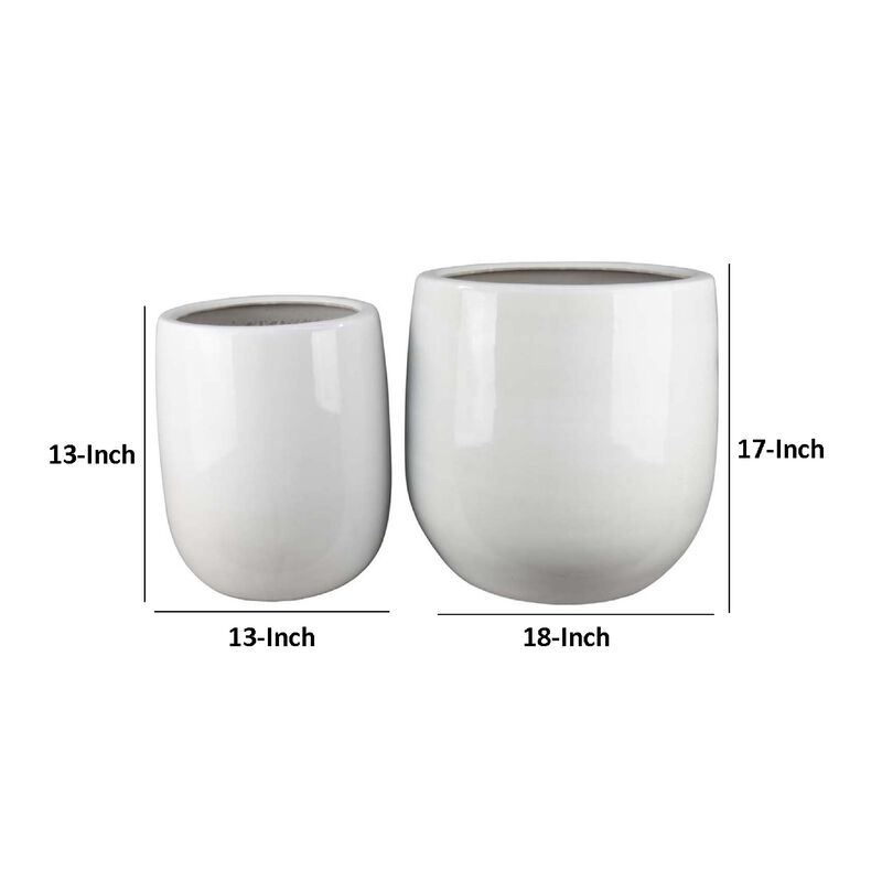 Womy Tall Decorative Planters Set of 2, Gloss White Ceramic 18 30 Inch