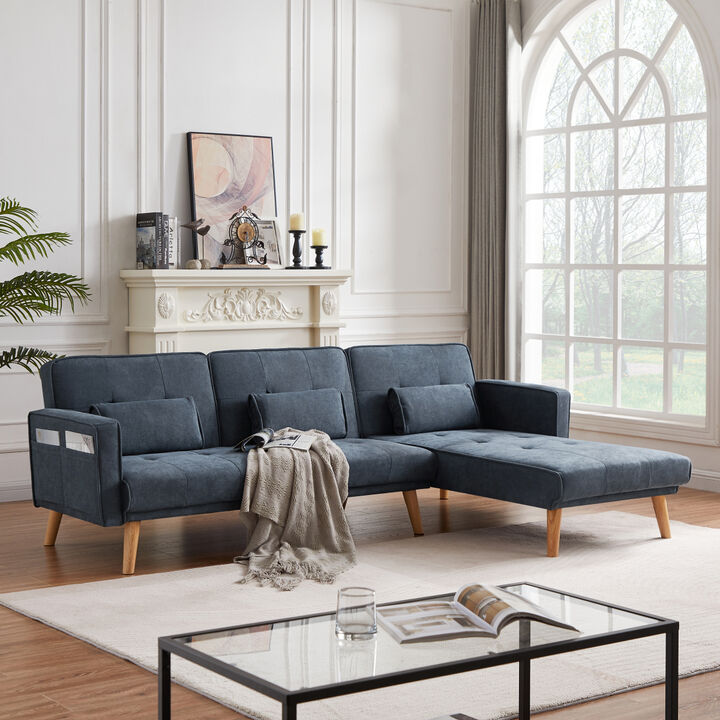 Convertible Sectional Sofa sleeper, Right Facing L-shaped Sofa Couch For Living Room