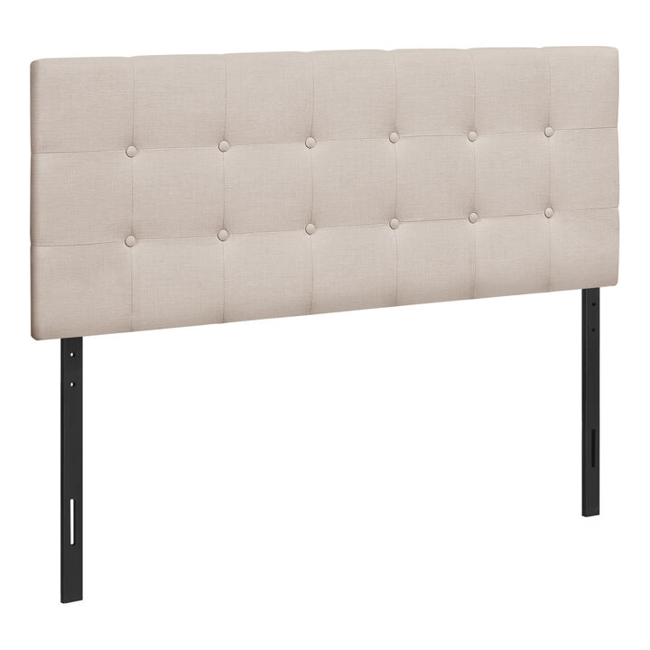 Monarch Specialties I 6004F Bed, Headboard Only, Full Size, Bedroom, Upholstered, Linen Look, Beige, Transitional