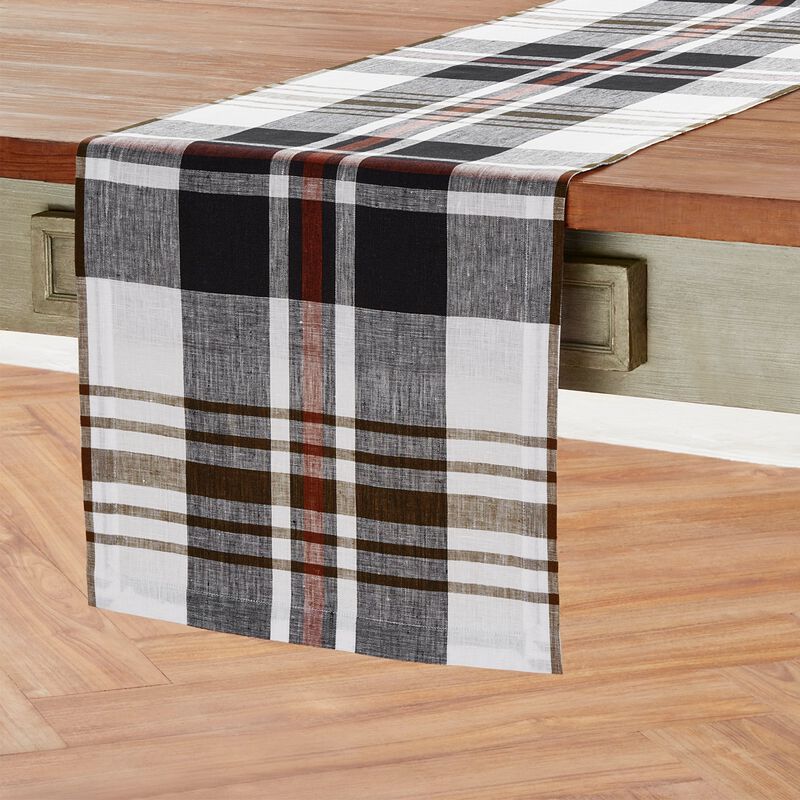 Christmas Linen Table Runner - Oxford Plaid, Solino Home