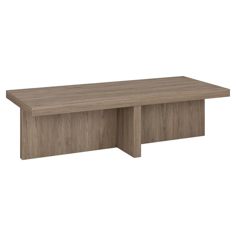 Hudson&Canal Elna 54 Wide Rectangular Coffee Table in Antiqued Gray Oak