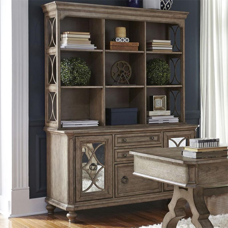 Liberty Furniture Simply Elegant Credenza & Hutch Set in Heathered Taupe image number 2
