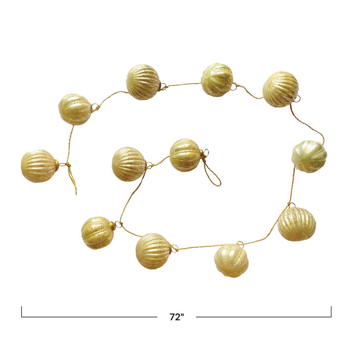 Champagne Mercury Glass Ornament Garland with Iron Accents