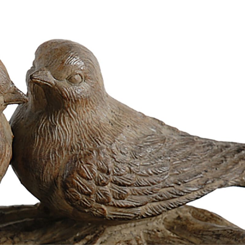 9 Inch Handcrafted Accent Table Bowl, Resin, Lovebirds Nest, Natural Brown - Benzara image number 2