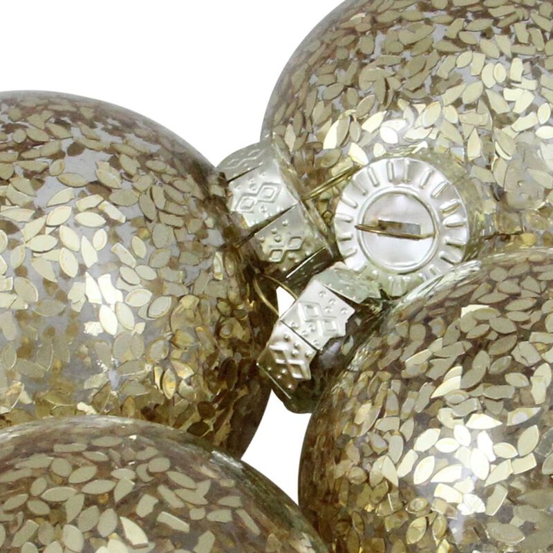 4ct Clear and Gold Shiny Seeds Glass Christmas Ball Ornaments 4" (101.5mm) image number 2