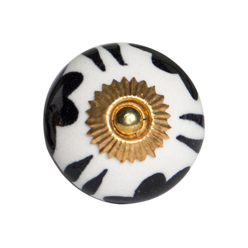 HomeRoots 1.5" X 1.5" X 1.5" White Black And Yellow  Knobs 12 Pack image number 0