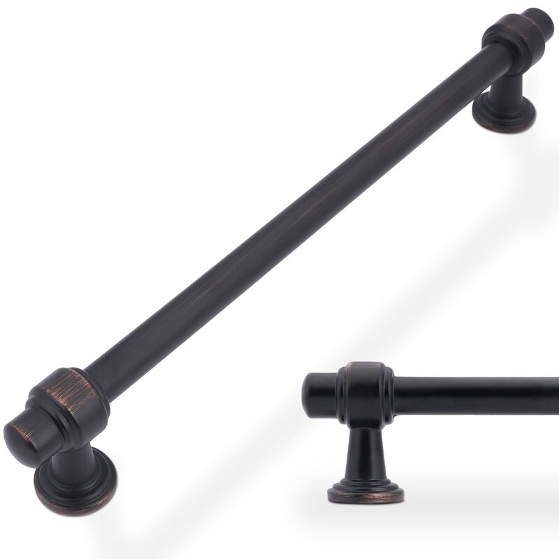 Amasideca 10 Pack Oil Rubbed Bronze Pulls 7-1/2 Inch Hole Centers Kitchen Cabinet Handles Zinc Alloy Champagne Drawer Pulls Soli