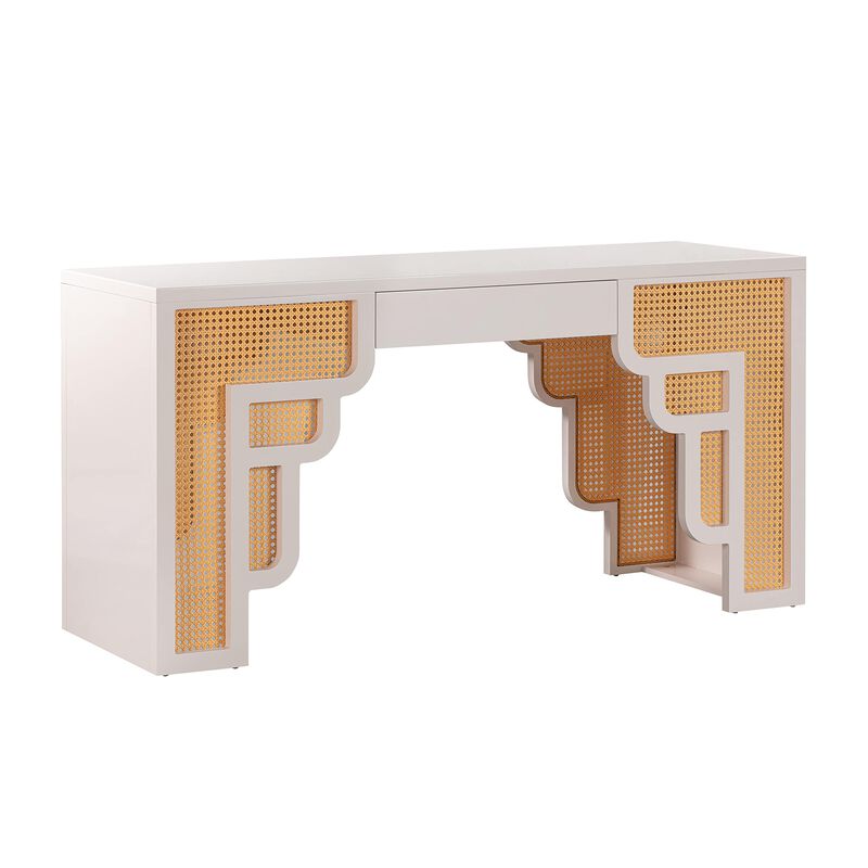 Tov Furniture Suzie Rattan Executive Desk (Cream) image number 0