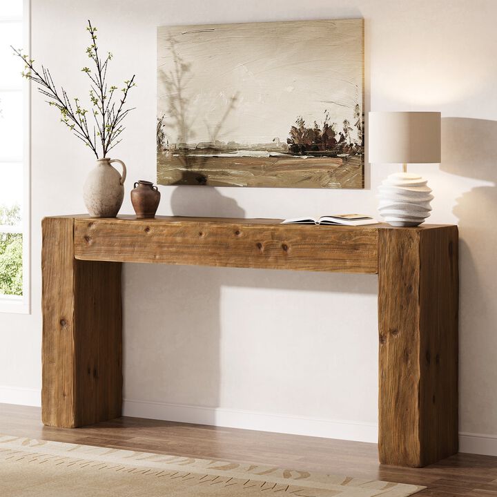 63 Inch Farmhouse Wood Sofa Console Table for Entryway
