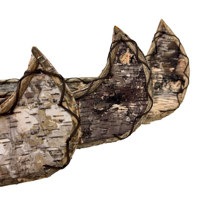 Set of 3 Birch Bark Canoe Statues 36in Rustic Wood Table Shelf Decor image number 2