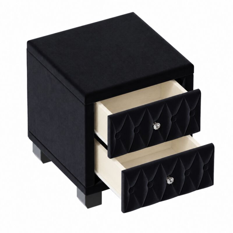 Worsal Button‑Tufted Velvet 2‑Drawer Nightstand image number 4