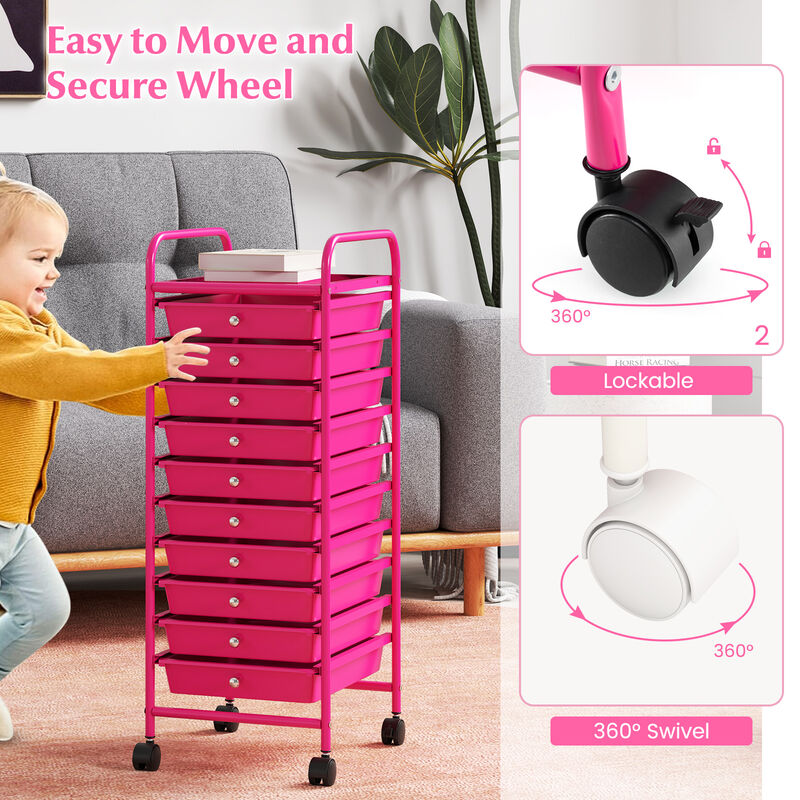 Rolling Cart Organizer with 10 Drawers &ndash; Ideal for Home or Office