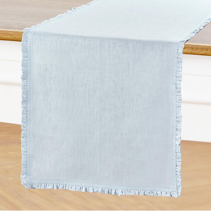 Solino Home 100% Pure Linen Table Runner - Juliette Ruffle