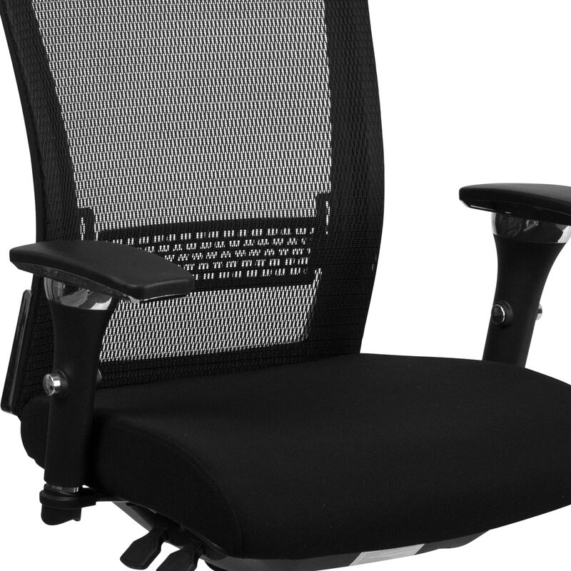 HERCULES Series 24/7 Intensive Use 300 lb. Rated Black Mesh Multifunction Ergonomic Office Chair with Seat Slider image number 3