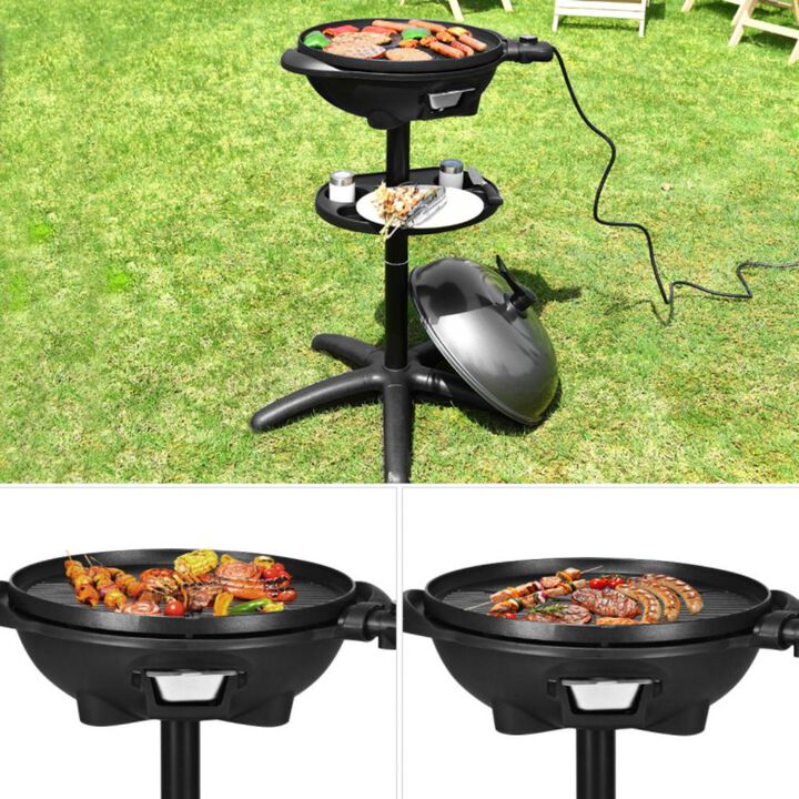 Hivvago 1350 W Outdoor Electric BBQ Grill with Removable Stand Easy to Install