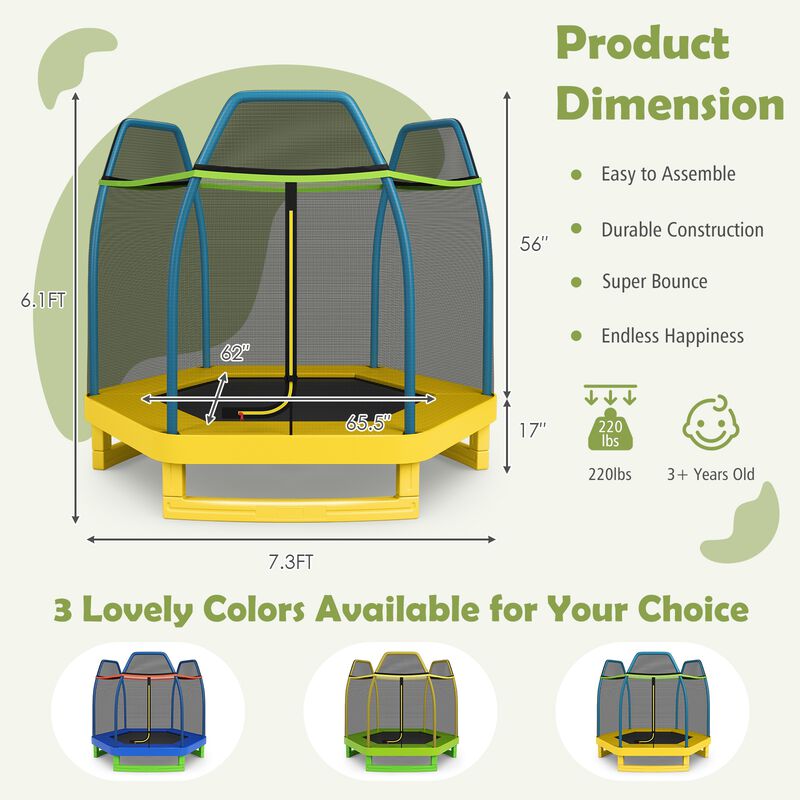 87.6" Children&rsquo;s Trampoline, Recreational Bouncer with Enclosure image number 2