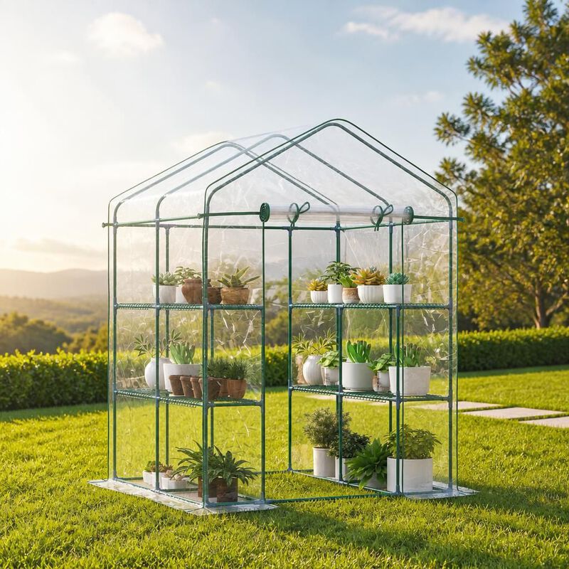 WOW PIONEER Portable Walk-In Greenhouse Kit with Built-In Four Shelves for Year-Round Outdoor Plant Growing and Weather Protection image number 2